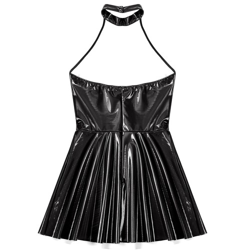 UK Women's PVC Leather Dress Sexy Wet Look Front Zipper Bustier Corset Clubwear - Picture 19 of 39