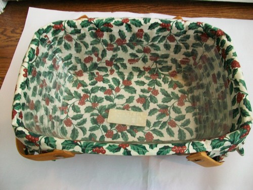 Longaberger 1996 Christmas Holiday Cheer Basket, Holly Liner, Kunststoffschutz - Bild 3 von 8