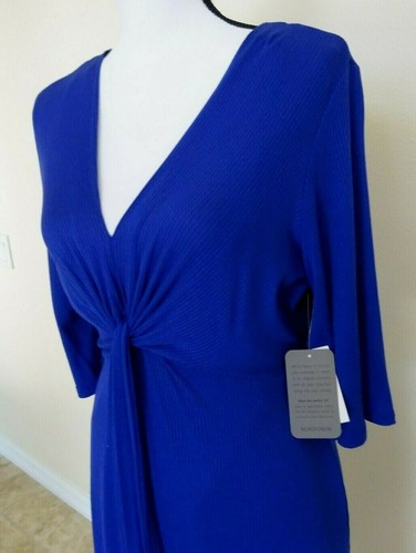 Superfoxx Front Knot Dress Women's Size M Blue V-Neck 3/4 Sleeves - Picture 7 of 7
