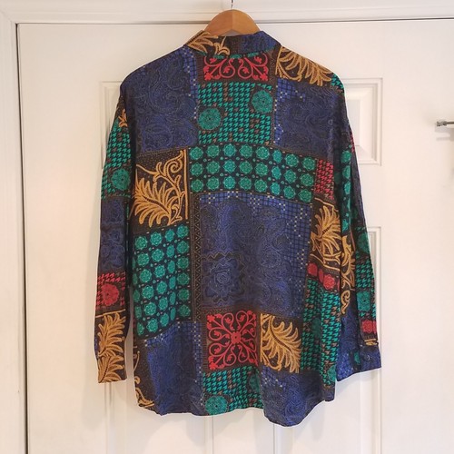 VTG 80s Cabrais Collared Button Up Shirt Top Plus 20W Long Sleeve Art USA LL10 - Picture 5 of 9