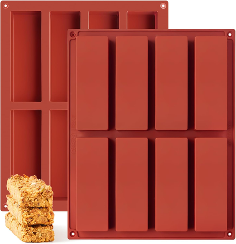 2 Pack Silicone Granola Bar Molds, 8 Cavity Rectangle Protein Bar Mold - Picture 10 of 12