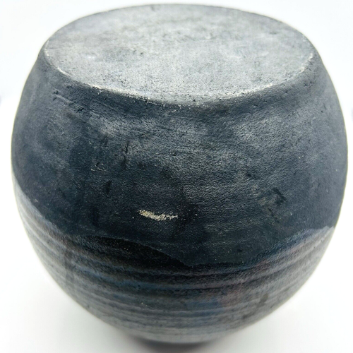 Vaso ceramica artistica studio a fuoco Raku marrone nero iridescente alto 6,5" - Foto 7 di 12