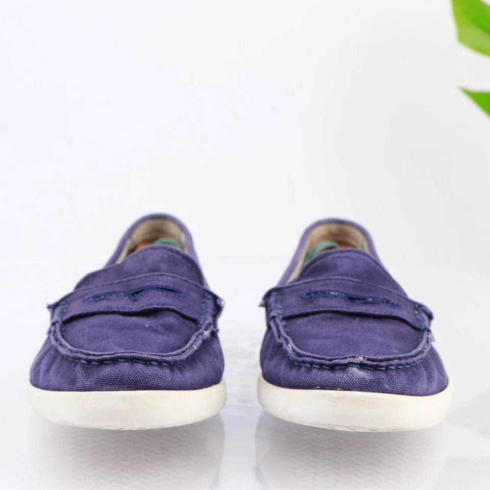 Mocasín para mujer Cole Haan Pinch marino talla 11 azul índigo lona centavo zapato plano Foto 3 de 4