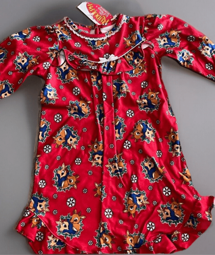 Vintage 2003 Rudolph Reindeer Girls 24 Months 2T Sleep Nightgown Red NOS NWT