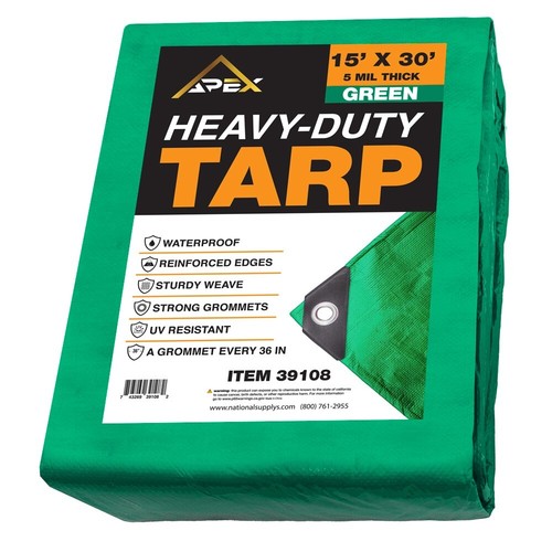 Heavy Green Tarp - 5 MIL Multipurpose UV Resistant, Waterproof Protective Tarp - Picture 1 of 12