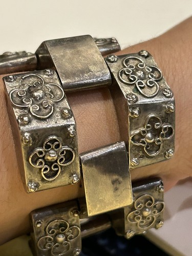 Pulsera de Eslabones Florales Ambriz Moderna Años 40 Plata de Ley Taxco México - Imagen 20 de 24