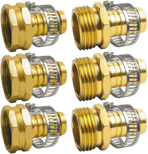 3Set 5/8 Ottone Giardino Tubo Acqua Connettore Riparazione Mender Kit Terminali Raccordi Morsetto - Foto 5 di 13