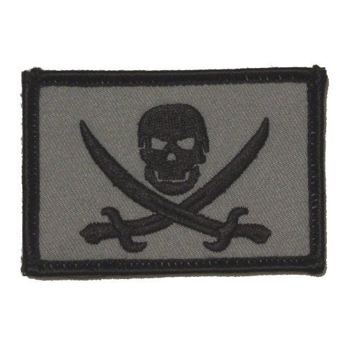 Parche de bandera táctica autoadhesivo Grey Pirate Jolly Roger Calico Jack 2x3 pulgadas - Imagen 1 de 1