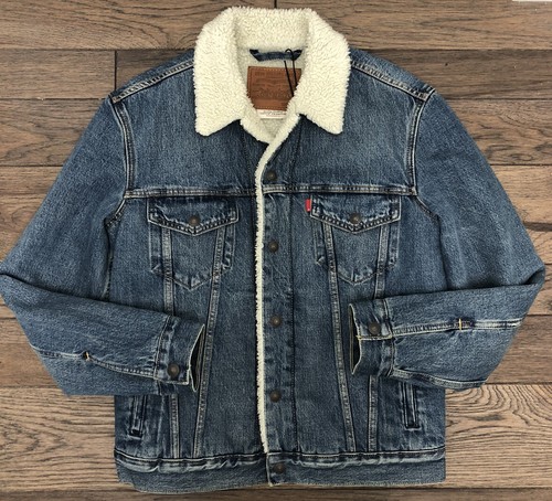Giacca camionista sherpa denim uomo Levi’s lavaggio medio taglia small nuova con etichetta - Foto 4 di 10