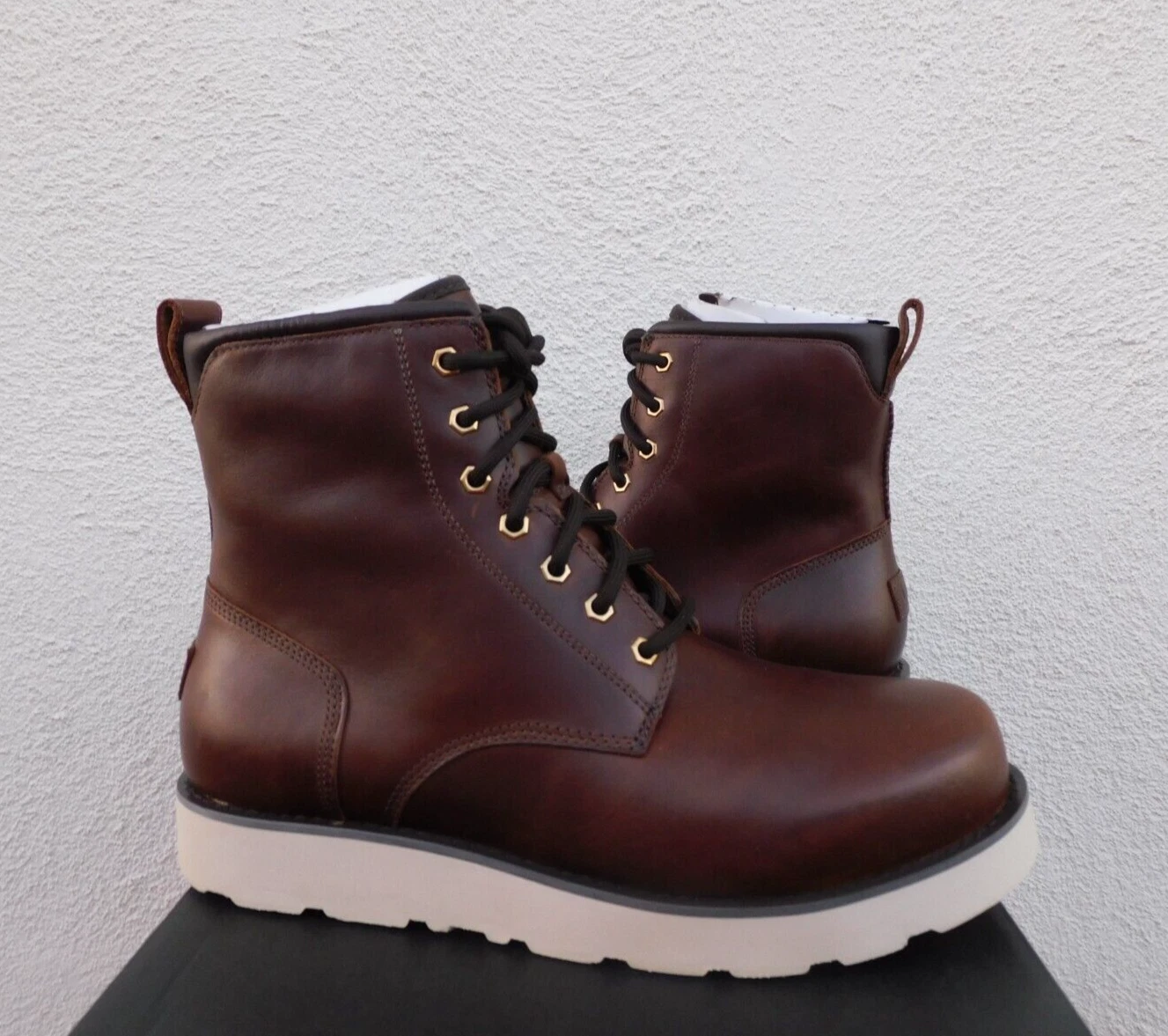 UGG CASON WATERPROOF BROWN LEATHER/ WOOL WINTER BOOTS, MEN US 12/ EUR 45 ~NEW
