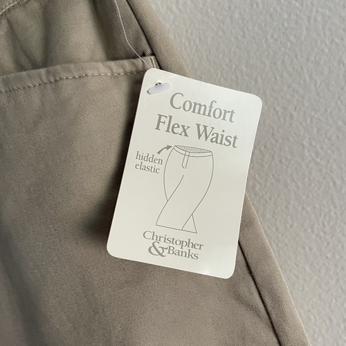 Christopher & Banks Women SZ 14 Khaki Comfort Flex Waist Full Leg Pants NWT - Picture 5 of 11