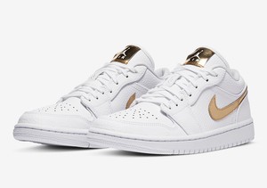 Tênis Nike Feminino Air Jordan 1 Low se Sapatos Branco/Ouro Metálico (8) CZ4776 100 | eBay