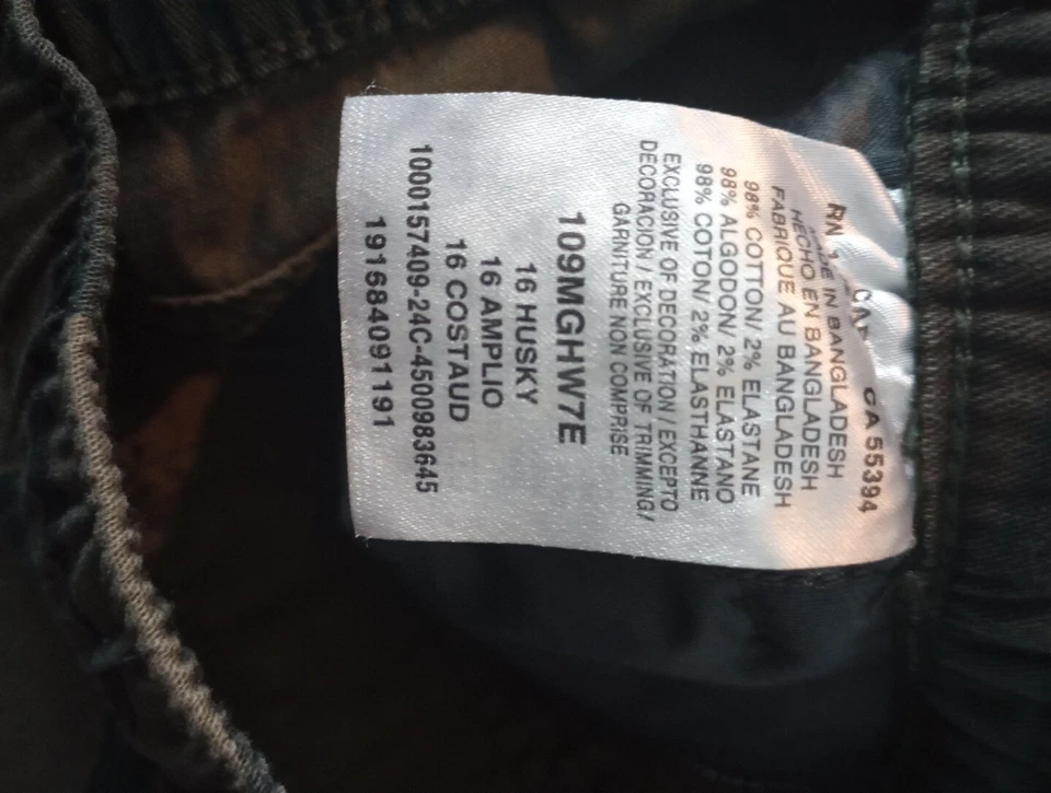 Pantalones cargo Wrangler niños 16 verde husky camuflaje jogger militar ejército informal salón Foto 4 de 4