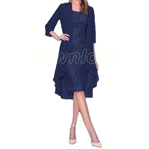 Lace Summer Mother Bride Dress Short Wedding Party Gown Formal Dress with Jacket - Picture 5 of 24