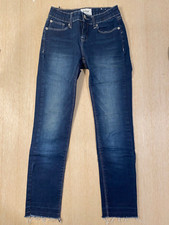 Hudson Girls Skinny Med/Dark Wash Jeans Adjustable Waist Raw Hem 10