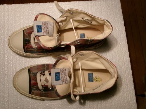 Vintage 1994 Keds Looney Tunes Tasmanian Devil Cycles Plaid Sneakers Women 8.5 - Picture 9 of 15
