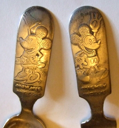 Antique Mickey Mouse and Minnie Mouse Fork and Spoon Rare Disney Set - Picture 4 of 8