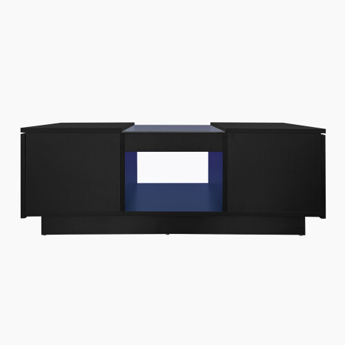 Schwarzer Couchtisch mit Glasverkleidung, LED-Beleuchtung, App-Steuerung,2 Schub - Bild 8 von 19