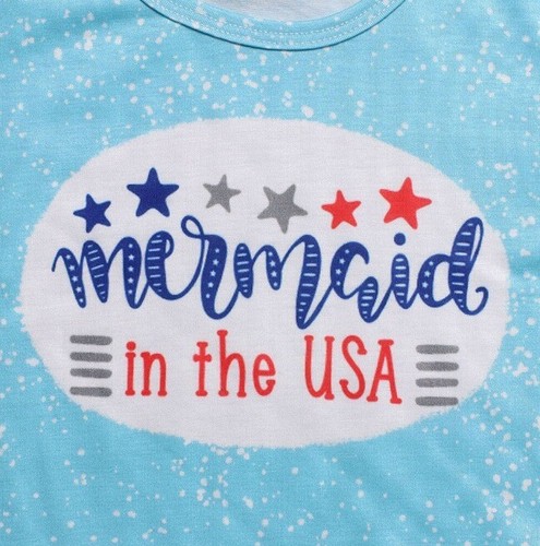 NEW Boutique 4th of July Mermaid in the USA Girls Shorts Outfit Set - Picture 2 of 4