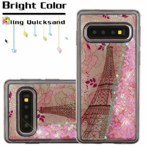 Samsung GALAXY S10 E Plus 5G Bling Hybrid Liquid Glitter Rubber TPU Case Cover - Picture 26 of 36