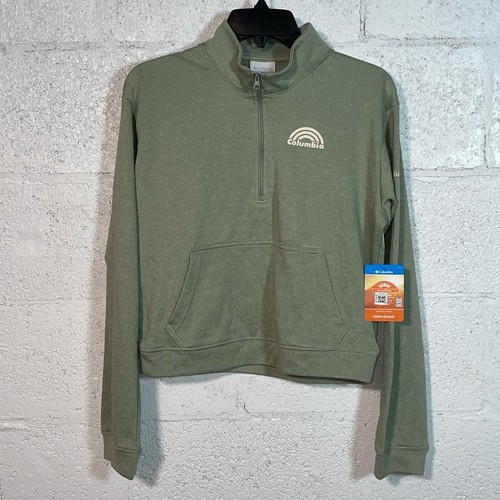 Pullover Columbia Trek French Terry media cremallera verde para mujer, pequeño - Imagen 5 de 8