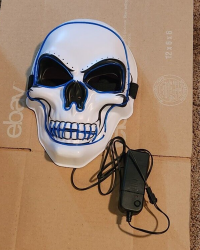 Halloween blau LED beleuchtete Schädel-Gesichtsmaske 3 Modus stabil, schnell & schneller blinken