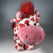 Russ Berrie 2019 Plush Giraffe Pink  White w/ Red Spots Stuffed Animal 7"