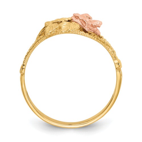 14K Two Tone Gold Rose Flower Ring - Picture 3 of 8
