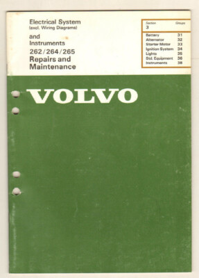 Volvo Electrical 262 264 265  Instrumments Repair Maintenance Manual
