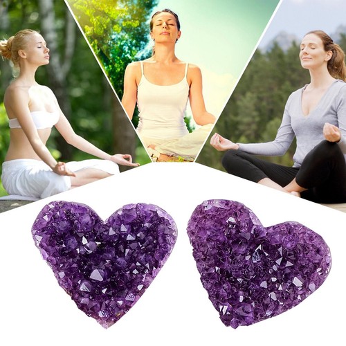 Racimo de cristal de cuarzo amatista corazón natural geoda curación piedras preciosas colecciones - Imagen 11 de 11