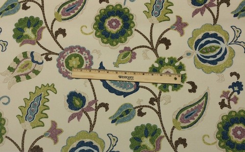 BRAEMORE SELIM HEATHER Beige Jacobean Floral Multiuse Fabric BY THE YARD 54"W - Picture 3 of 5