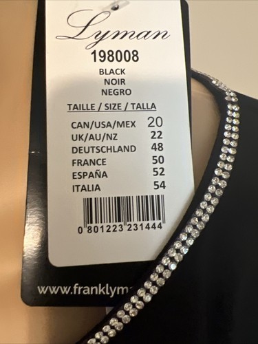 Frank Lyman 3/4 Arm Bluse Größe US 20 schwarz mit Kunstdiamanten Neu mit Etikett - Bild 5 von 7