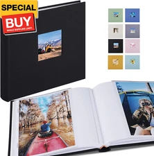 Small Photo Album 5x7 Hold 50 Vertical Photos with Memo Slip-in Pockets, Mini Li