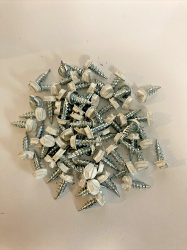 HILLMAN 35263 White Painted Hex Head Self-Piercing Screws #7 x 1/2 - 61 pcs. - Picture 2 of 2