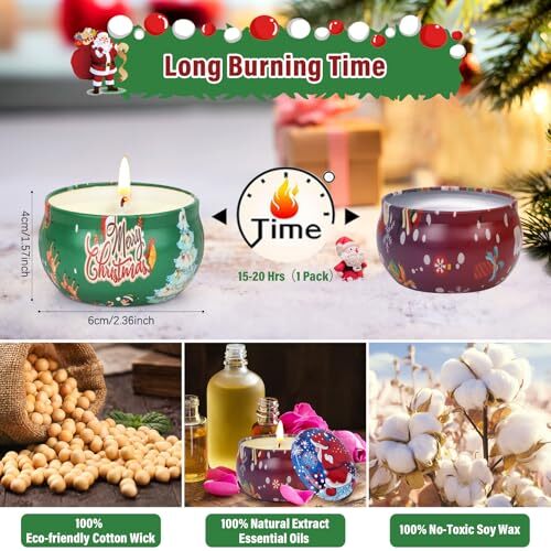Christmas Candles Set - 4 Pack Christmas Candles Scented Gift Set, Christmas - Picture 6 of 8