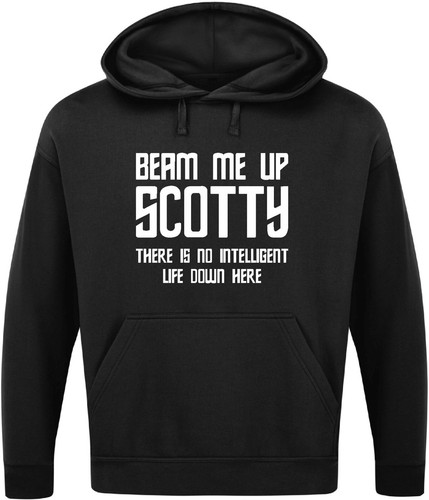 SUDADERA CON CAPUCHA BEAM ME UP SCOTTY Divertido Eslogan Novedad Para Hombres Regalo Geek Star Trek Top - Imagen 12 de 17
