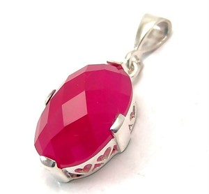 Sterling-Silver-Pendant-Ruby-color-18-carat-Brand-New