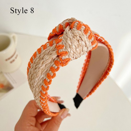 Weaving Knotted Head Hoop Bohemian Headband Wide-brimmed Straw Woven Hair Hoop - Picture 6 of 24