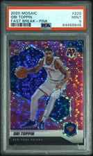 2020-21 Panini Mosaic /20 Obi Toppin Rookie Fast Break Pink RC #220 - PSA 9
