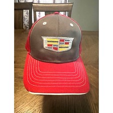 Cadillac Logo Red  Gray Adjustable Baseball Cap