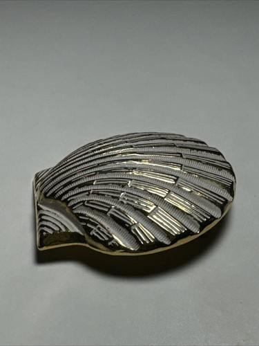 Vintage Clam Shell Brooch White Gold Seashell Beach Vacation Costume Jewelry Pin - Bild 3 von 4