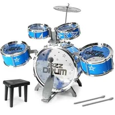 Kids Jazz Drum Set-10-Piece Musical Instrument Toy w/ Stool & Pedal Perfect Gift