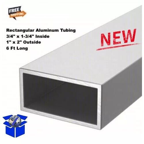 6 Feet Rectangular Aluminum Hollow Tubing 3/4" x 1-3/4" Inside 1" x 2" Outside - Picture 6 of 6