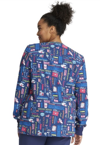 Scrub Life Cherokee Scrubs Nurse RN Snap Front Warm Up Jacket CK321 SULF - Picture 3 of 6
