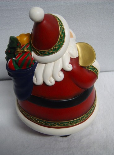 Vintage Harz lustiger Topfbauch Tischplatte Weihnachtsmann mit Geschenkbeutel/Weihnachtsbaum 10" - Bild 4 von 9