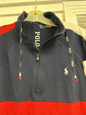 Y2K Polo Ralph Lauren Track Jacket Men's Medium Navy Red Po Y2K Polo Ralph Lauren Track Jacket Men's Medium Navy Red Po