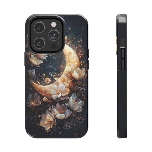 Crescent Moon with Flowers Warm Celestial Tough Cell Phone Smart Phone Case - Picture 32 of 99