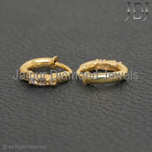Hoop Earring Natural Baguette Diamond 925 Silver Jewelry Designer Stud Earring - Picture 6 of 10