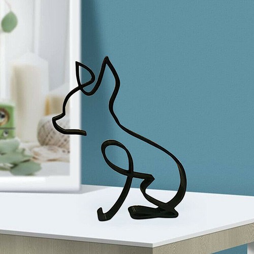 Metall Katze Hund Statue Moderne Abstrakte Kunst Skulptur Ornamente Home Office Deko - Bild 7 von 19
