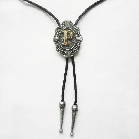 ANFANGSBUCHSTABEN BOLO TIE WESTERN COWBOY RODEO TEXAS USA VINTAGE MODE - Bild 12 von 16